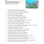Earthquake Challenge Worksheet For 4th 6th Grade