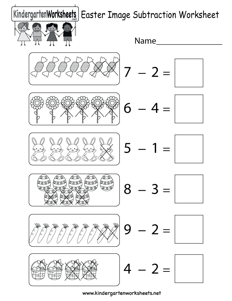 Easter Subtraction Worksheet Free Kindergarten Holiday