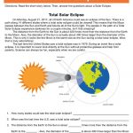 Eclipse Worksheets For Kids Total Solar Eclipse Worksheet