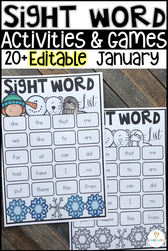 Editable Sight Word Activities And Games For The Winter 