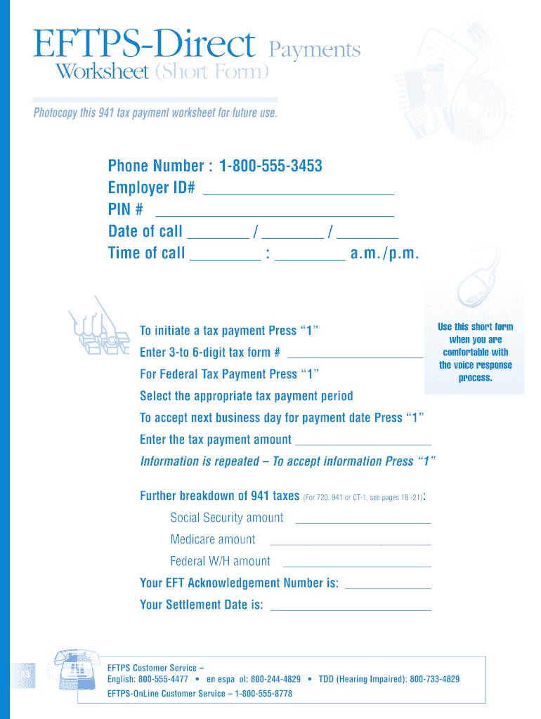 Eftps Payment Worksheet Fill Online Printable Fillable 