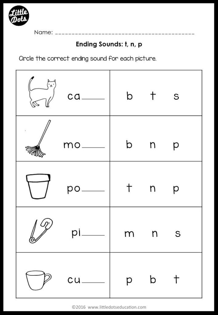 Ending Sounds Worksheets And Activities