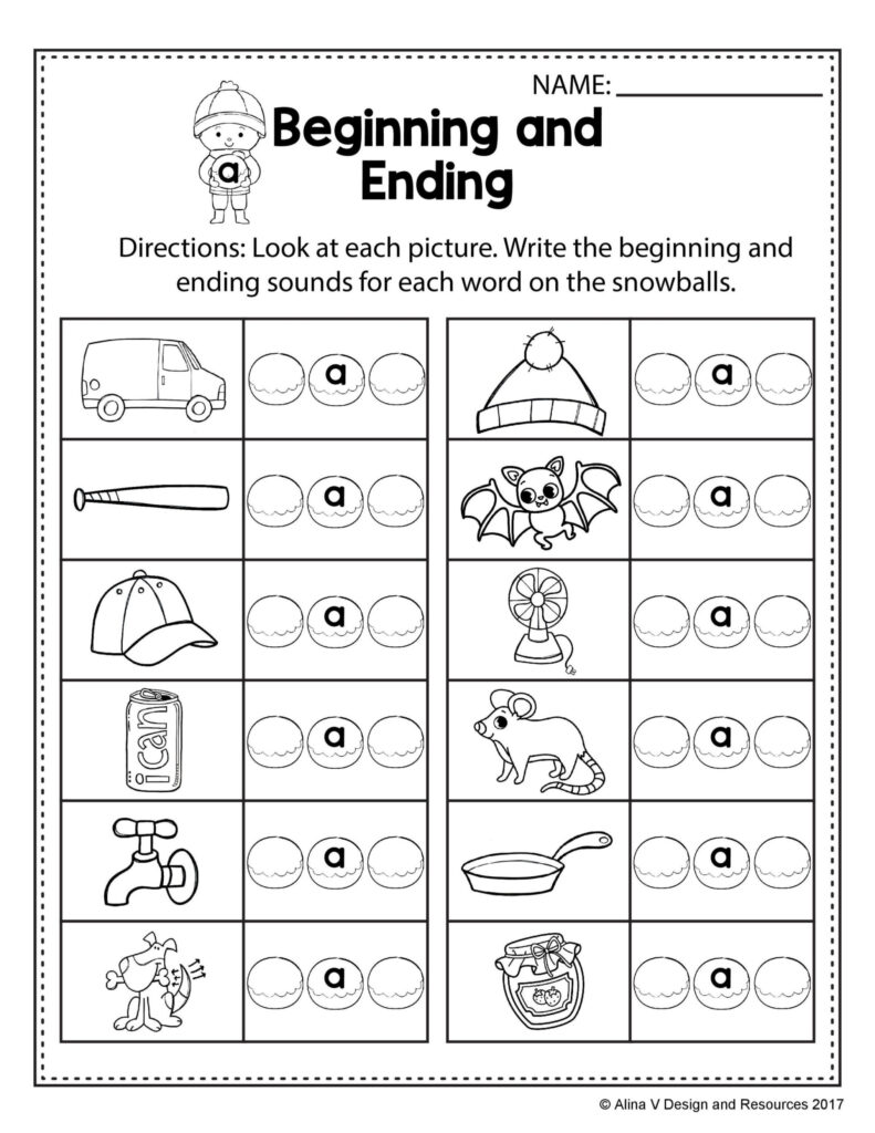 Ending Sounds Worksheets For Kindergarten Worksheets