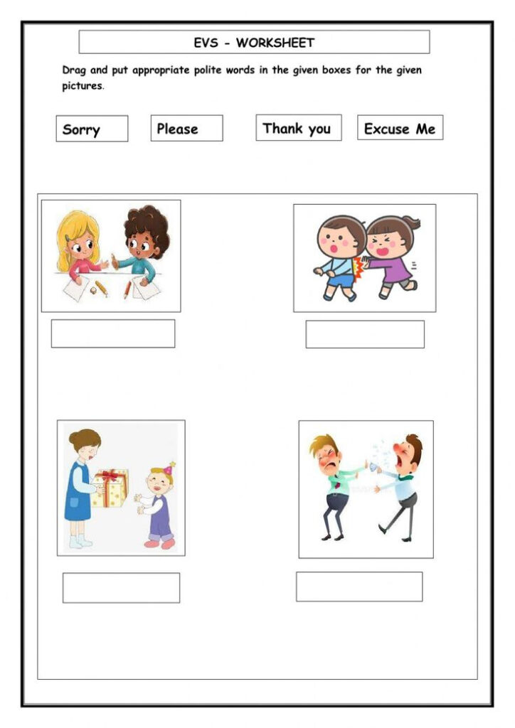 EVS Good Manners Worksheet Manners For Kids