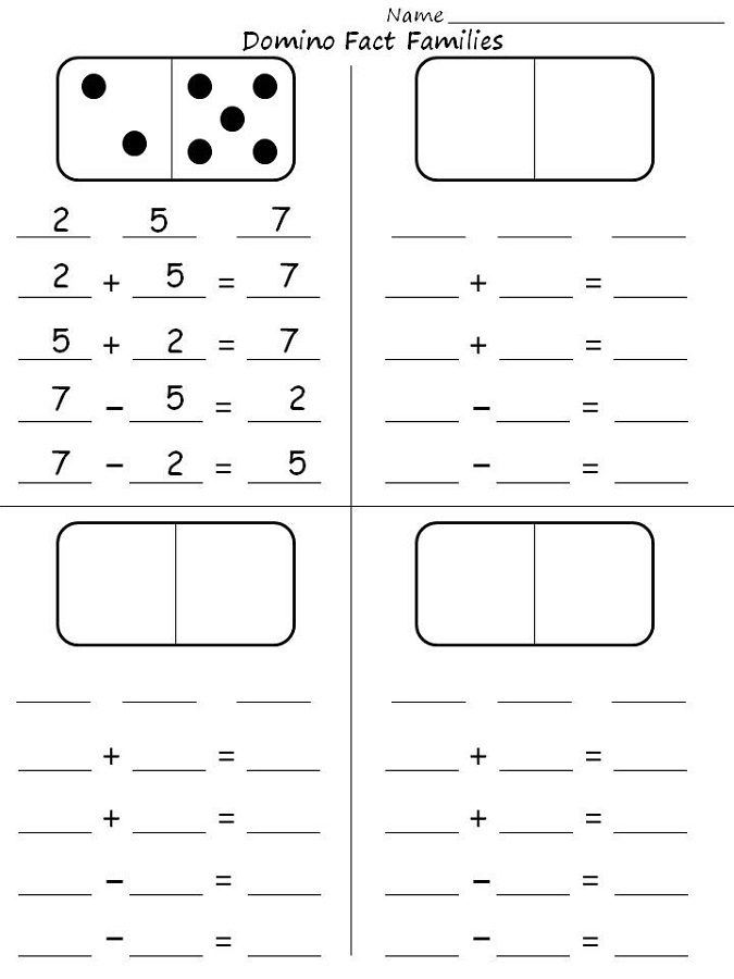 Fact Families Worksheets First Grade Activity Shelter