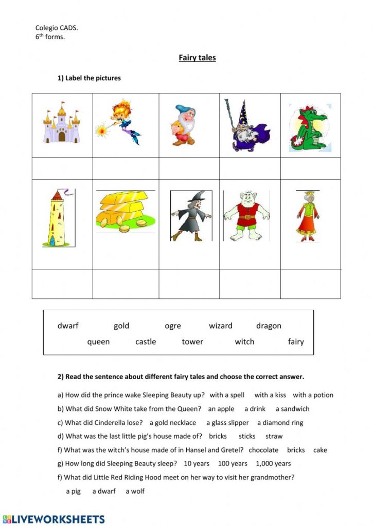 Fairy Tales Interactive Worksheet