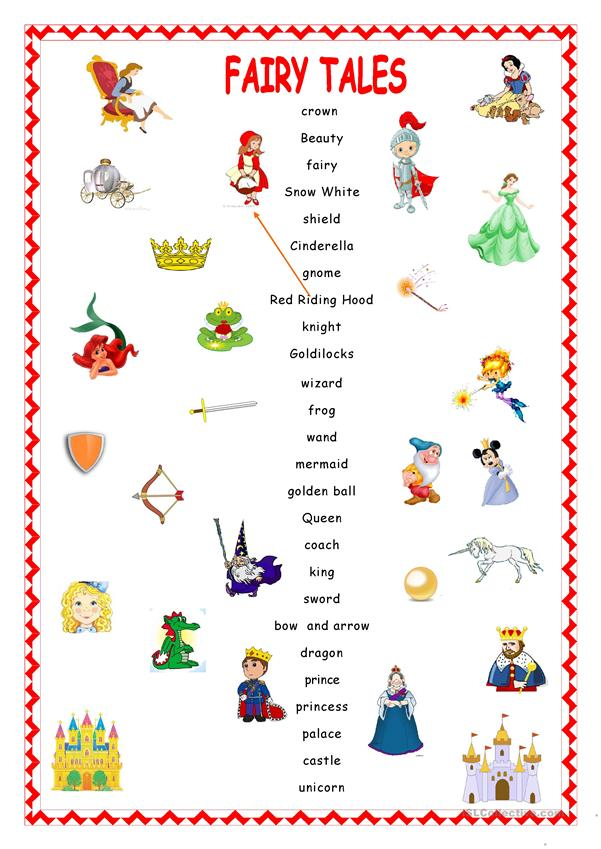 Fairy Tales Matching English ESL Worksheets For 