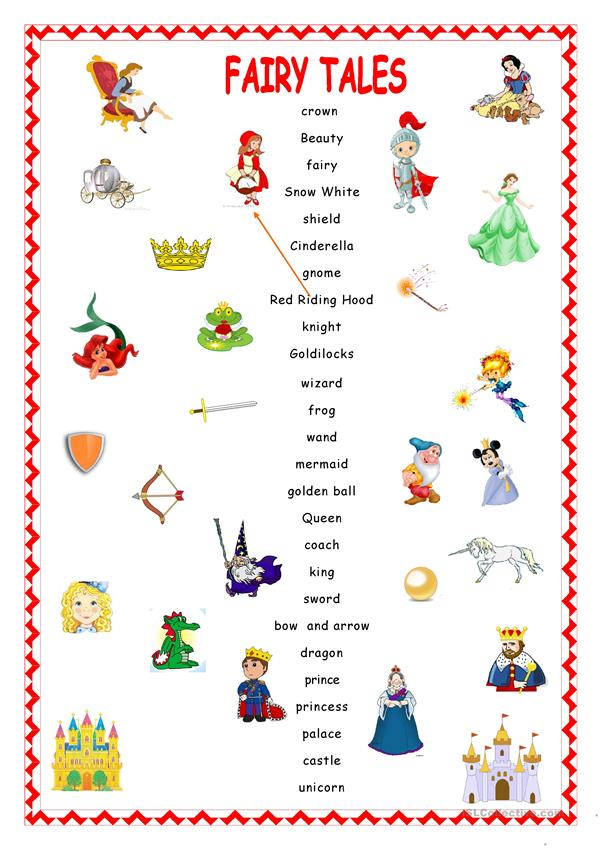 Fairy Tales Matching English ESL Worksheets For