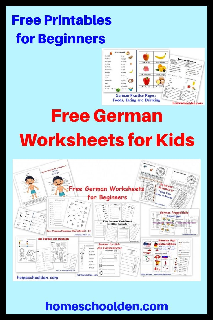 Free German Worksheets For Beginners Learning German 
