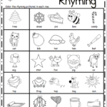 Free Kindergarten Rhyming Worksheets For December Made