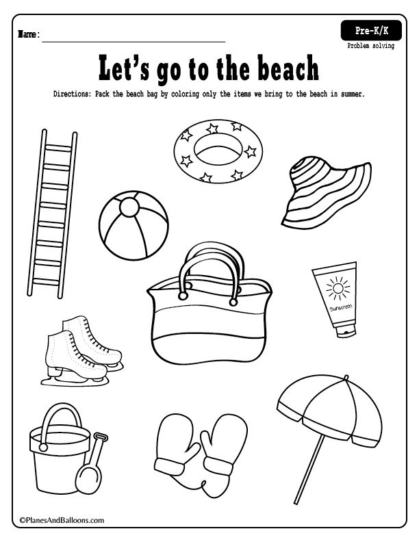 Free Printable Beach Coloring Page And A Fun Activity 