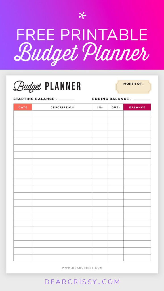 Free Printable Budget Planner Budget Planner Printable