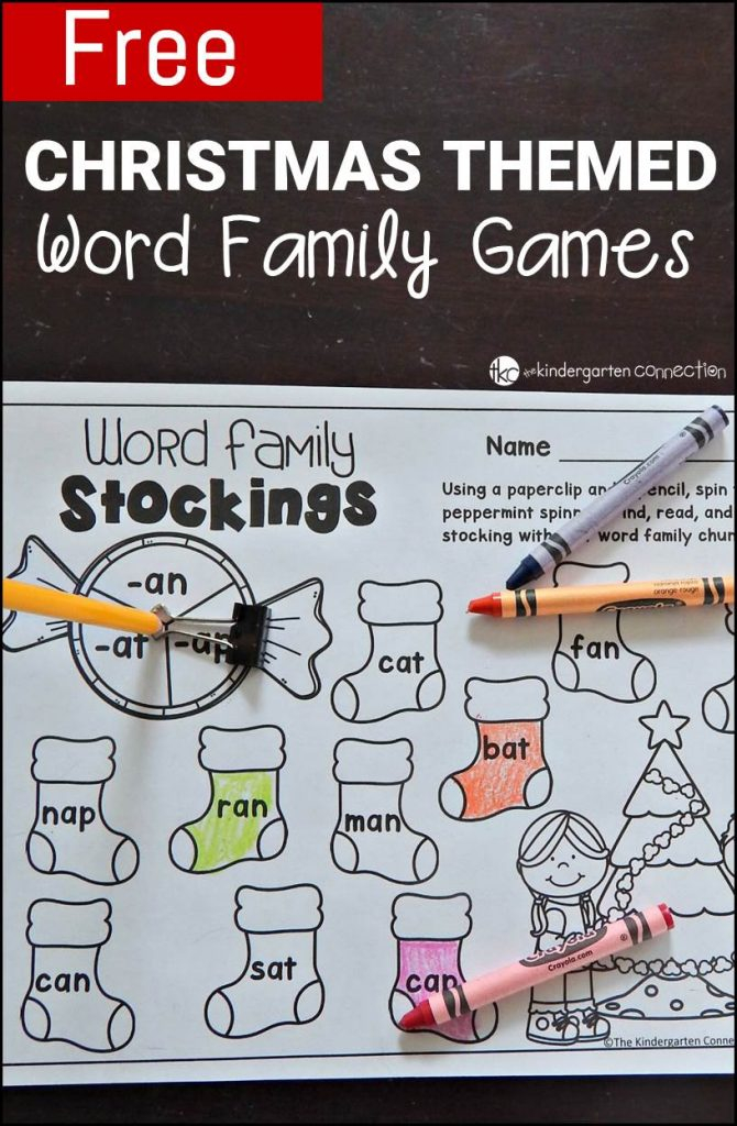 Free Printable Christmas Themed Word Family Games