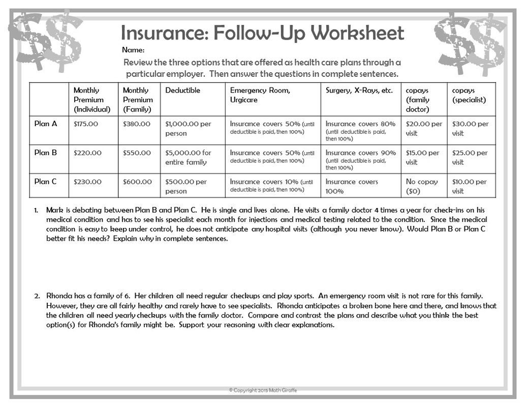 Free Printable Consumer Math Worksheets For High School 