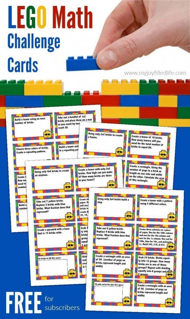 FREE Printable LEGO Math Challenge Cards Mathtricks