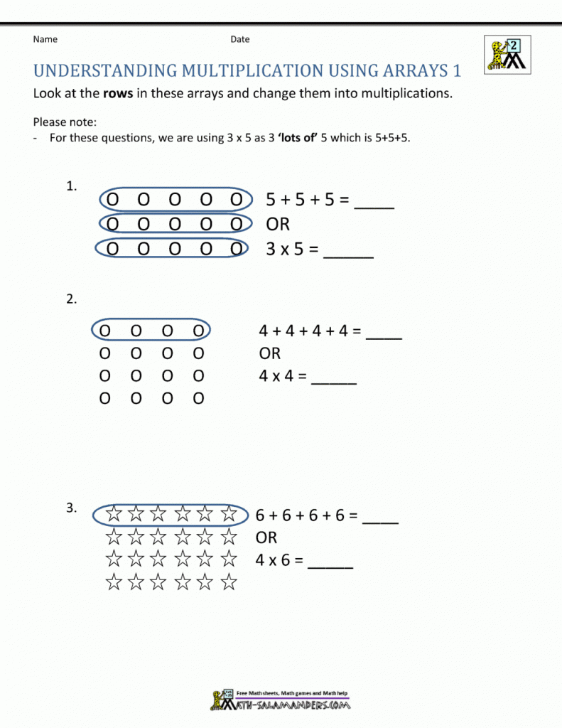 Free Printable Arrays Worksheets For 2nd Grade | AlphabetWorksheetsFree.com