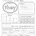 Free Printable Sight Word They Worksheet For Kindergarten