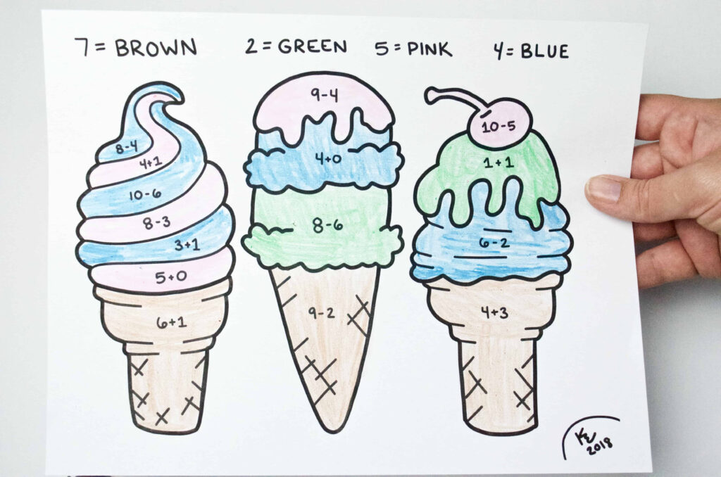 FREE Printable Summer Ice Cream Math Worksheet