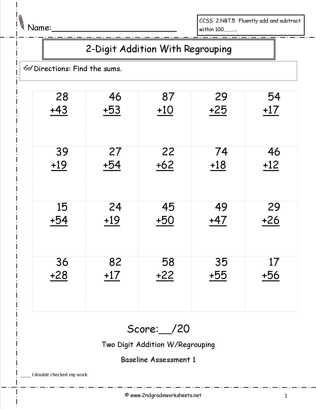 Free Printable Two Digit Addition Worksheets Free Printable