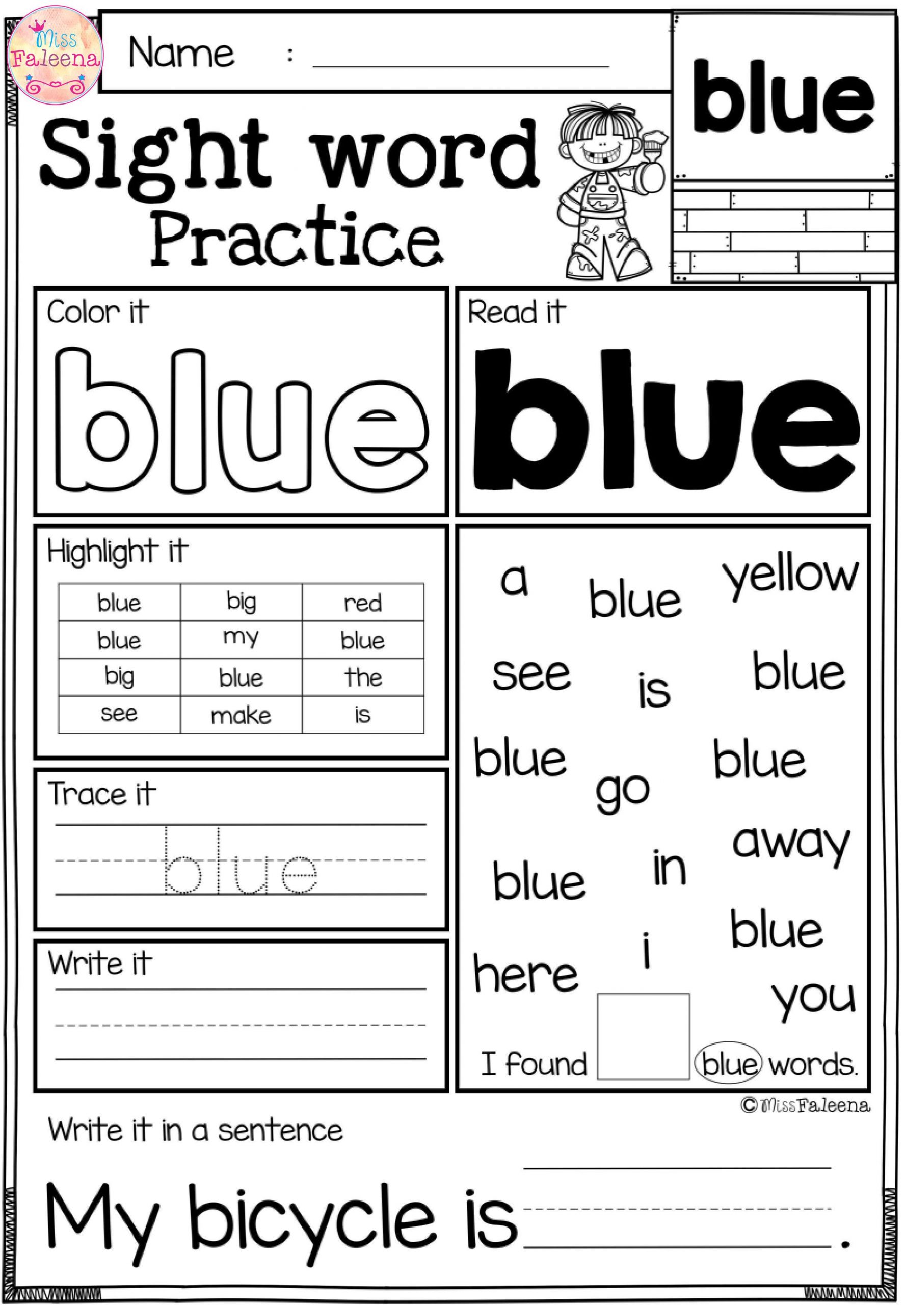 Free Sight Word Practice Sight Word Practice Word