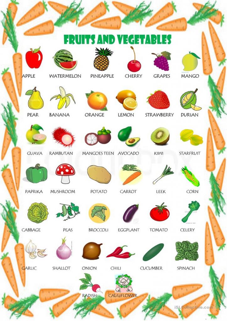 Fruits And Vegetables Worksheet Free ESL Printable