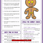 Gingerbread Man ESL Reading Comprehension Questions Worksheet