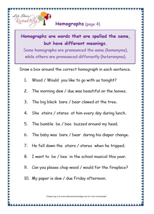 Grade 3 Grammar Topic 25 Homographs Worksheets Lets