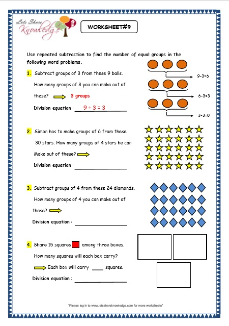 Grade 3 Maths Worksheets Division 6 1 Division By 