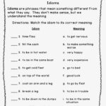 Idiom Worksheet 3rd Grade The Best Of Teacher