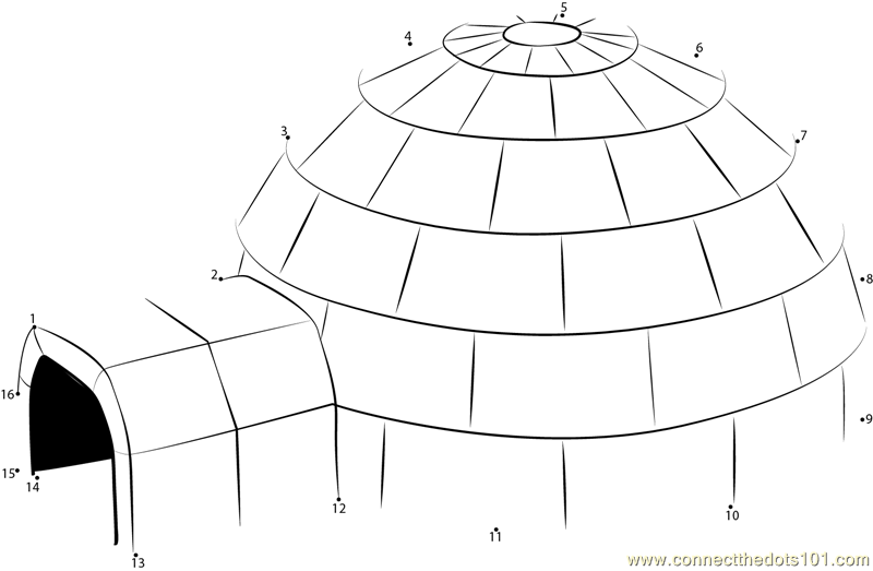 Igloo Isolated Dot To Dot Printable Worksheet Connect 