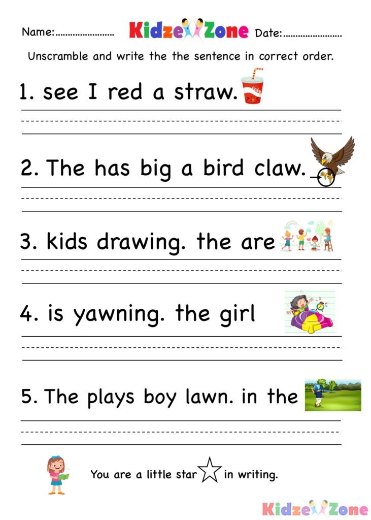Kindergarten Aw Word Family Unscramble Words Worksheet 