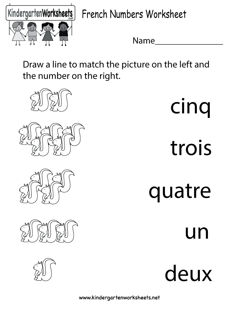 Kindergarten French Numbers Worksheet Printable French 