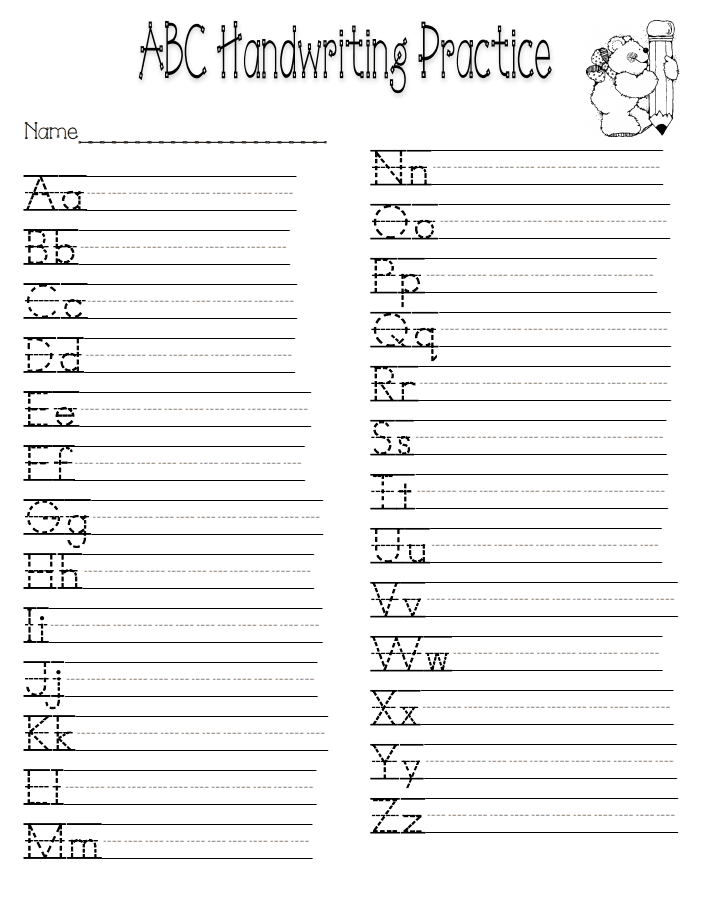 Kindergarten Handwriting Worksheets Best Coloring Pages