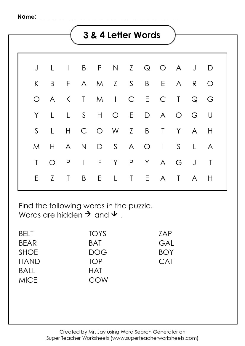 Kindergarten Sight Words Word Search Printables Word 