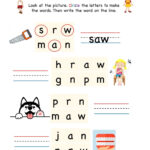 Kindergarten Worksheets Aw Word Family Write Words 5