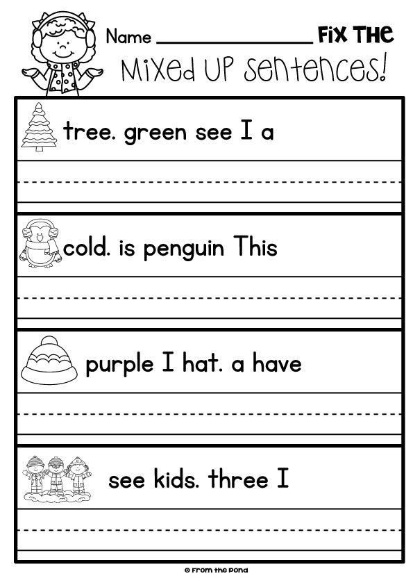 Kindergarten Writing Sentences Worksheets Winter 