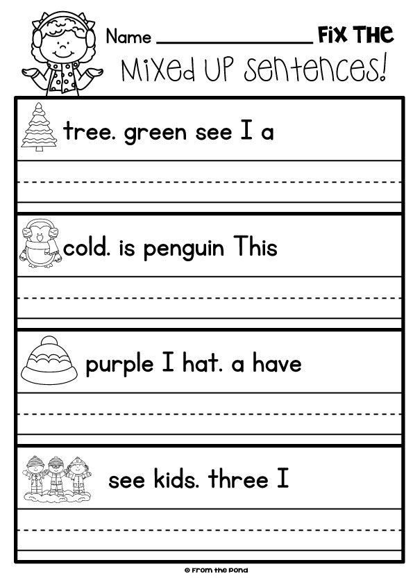 Kindergarten Writing Sentences Worksheets Winter