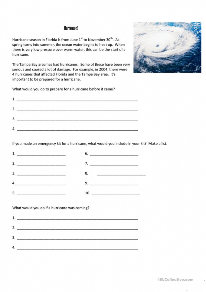Learn About Hurricanes Worksheets 99Worksheets