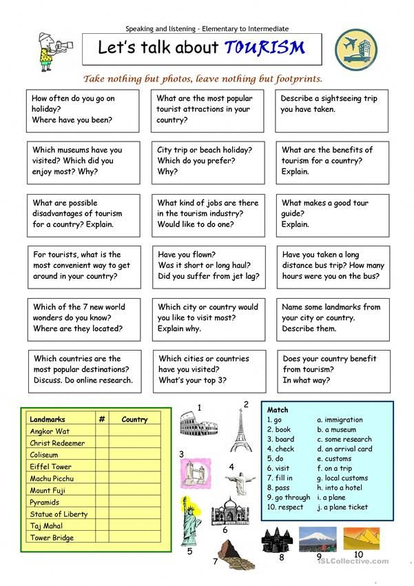 Let s Talk About TOURISM Worksheet Free ESL Printable 