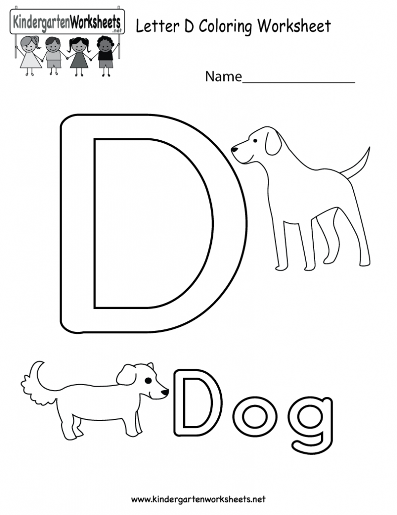 Letter D Coloring Worksheet For Kids In Preschool Or