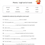 Literacy Phonics Ough And Ev Words Worksheet