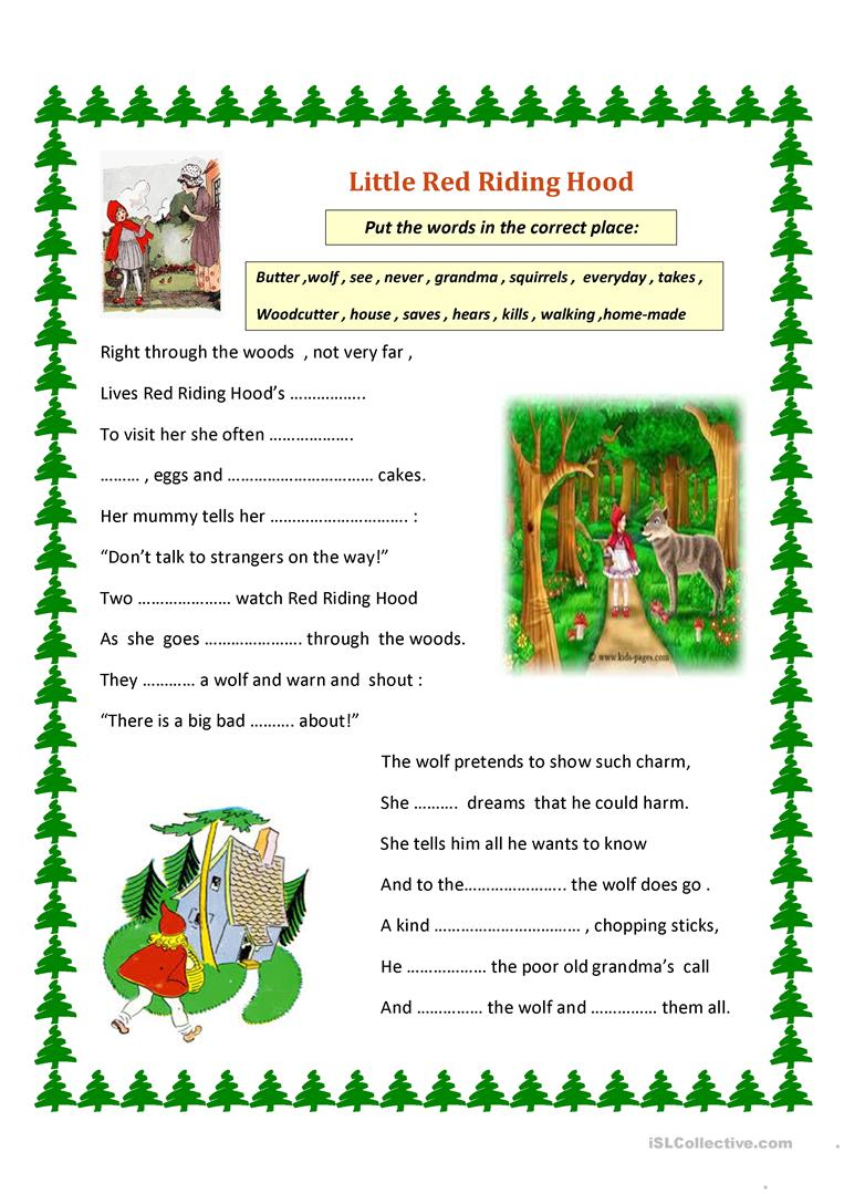 Little Red Riding Hood Worksheet Free ESL Printable 