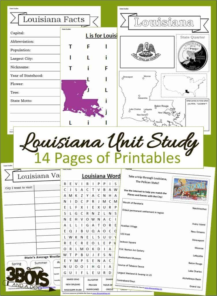 Louisiana State Fact File Worksheets 3 Boys And A Dog