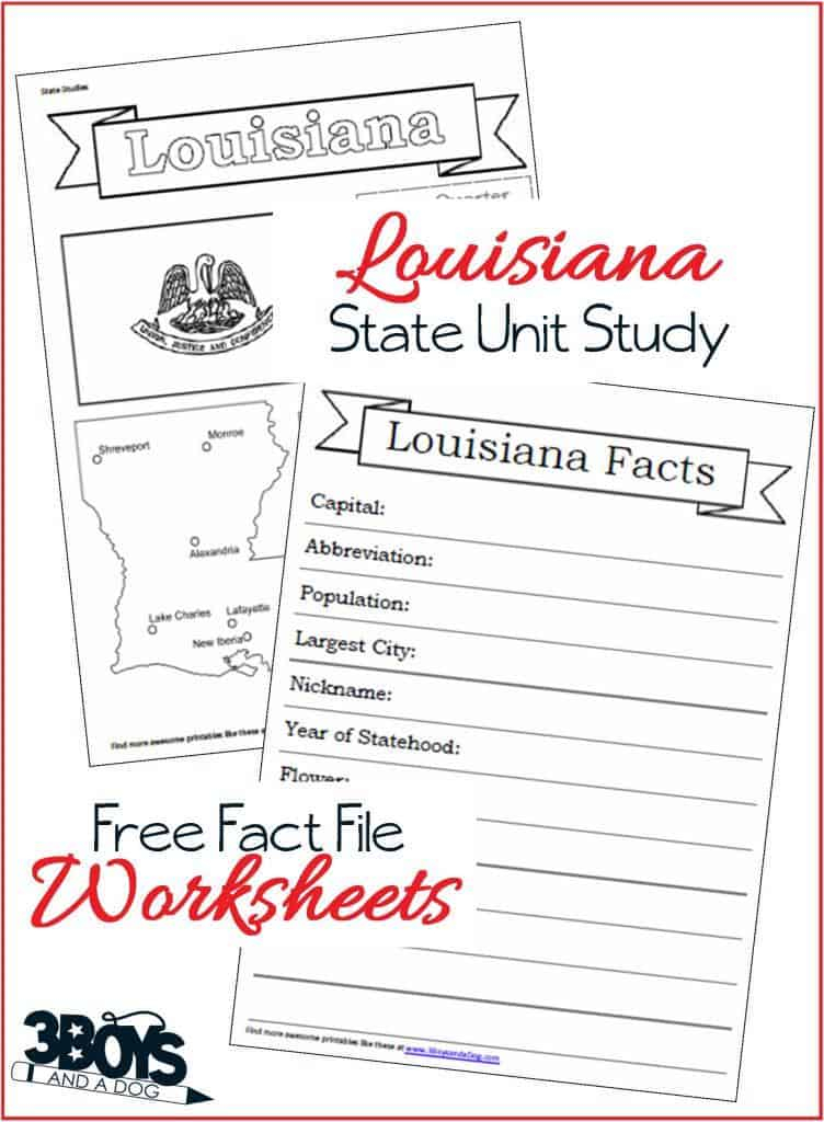 Louisiana State Fact File Worksheets 3 Boys And A Dog