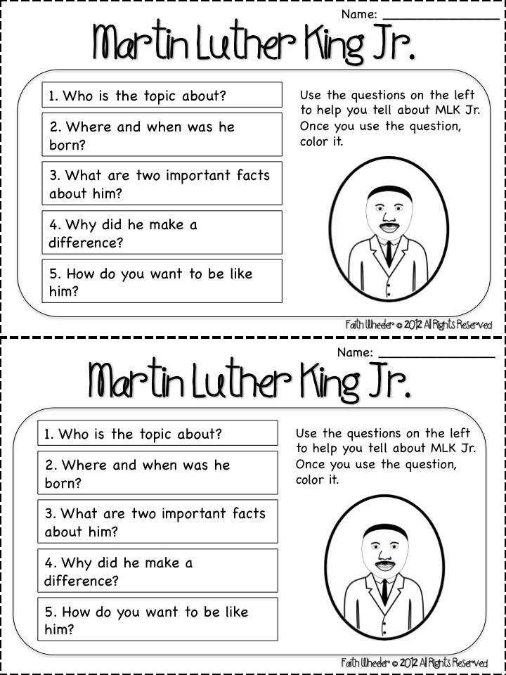 Martin Luther King Jr Worksheets Homeschooldressage