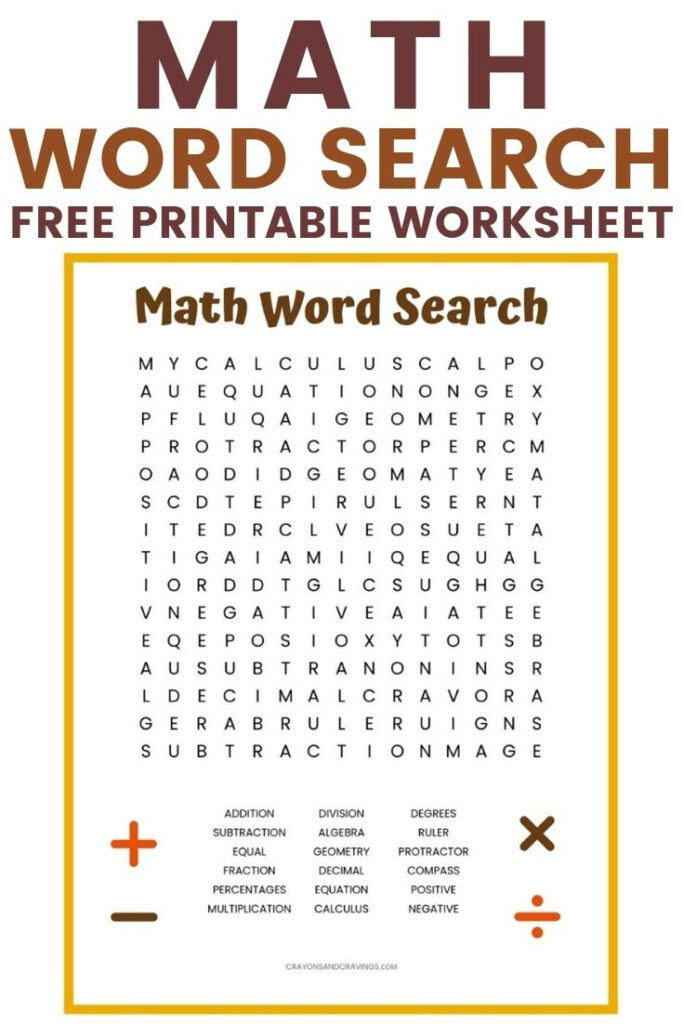 Math Word Search Printable Math Word Search Math Words