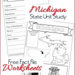 Michigan State Fact File Worksheets USA Unit Study 3