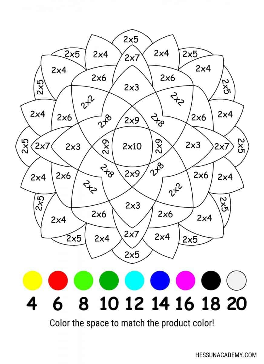 Multiplication Worksheet color by number 1 Hess Un Academy