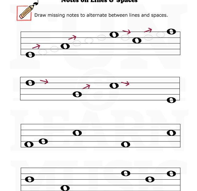 Music Worksheets Directional Reading Notes 001 Music 