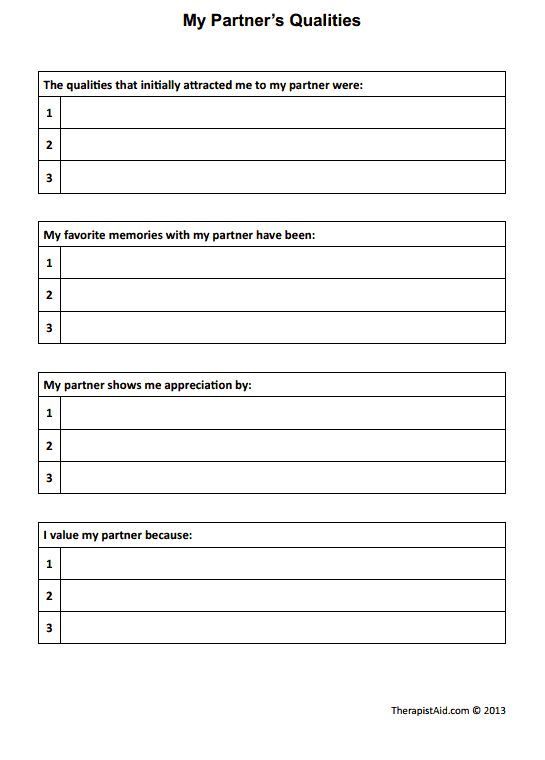 My Partner s Qualities Couples Therapy Worksheets